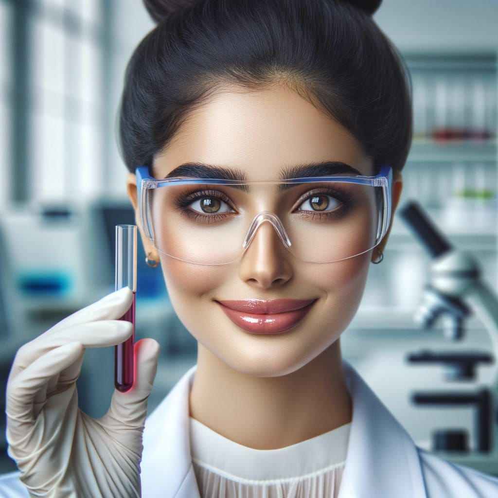 Realistic Middle-Eastern Chemical Engineer in Lab