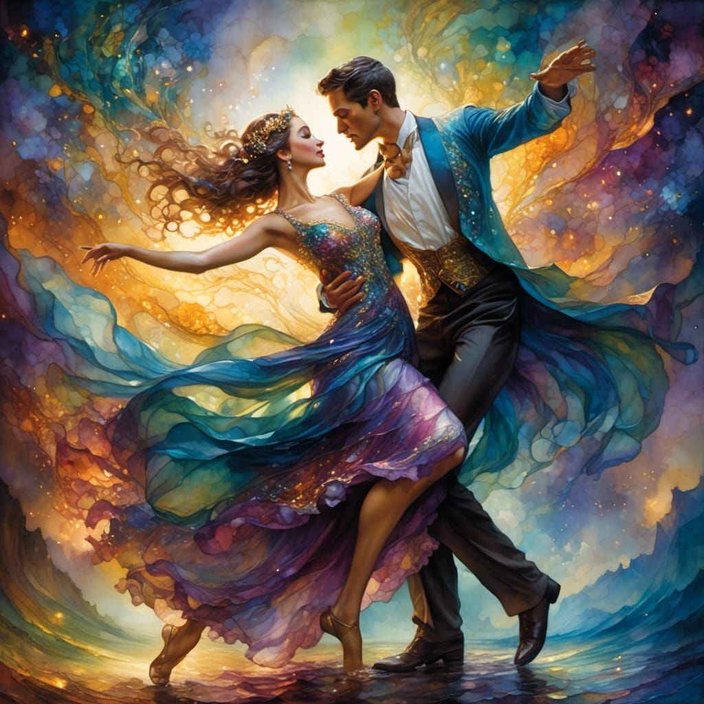 Fantasy Ink Mambo Dance Couple, Sharp Focus