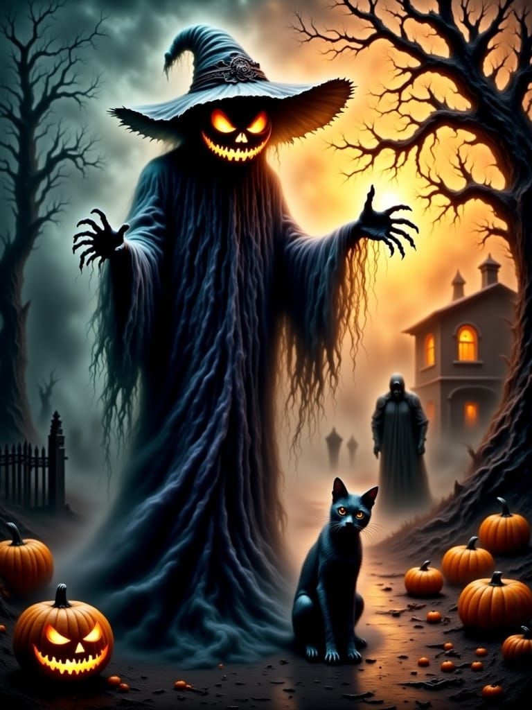 Halloween Witch Casting a Vortex Spell