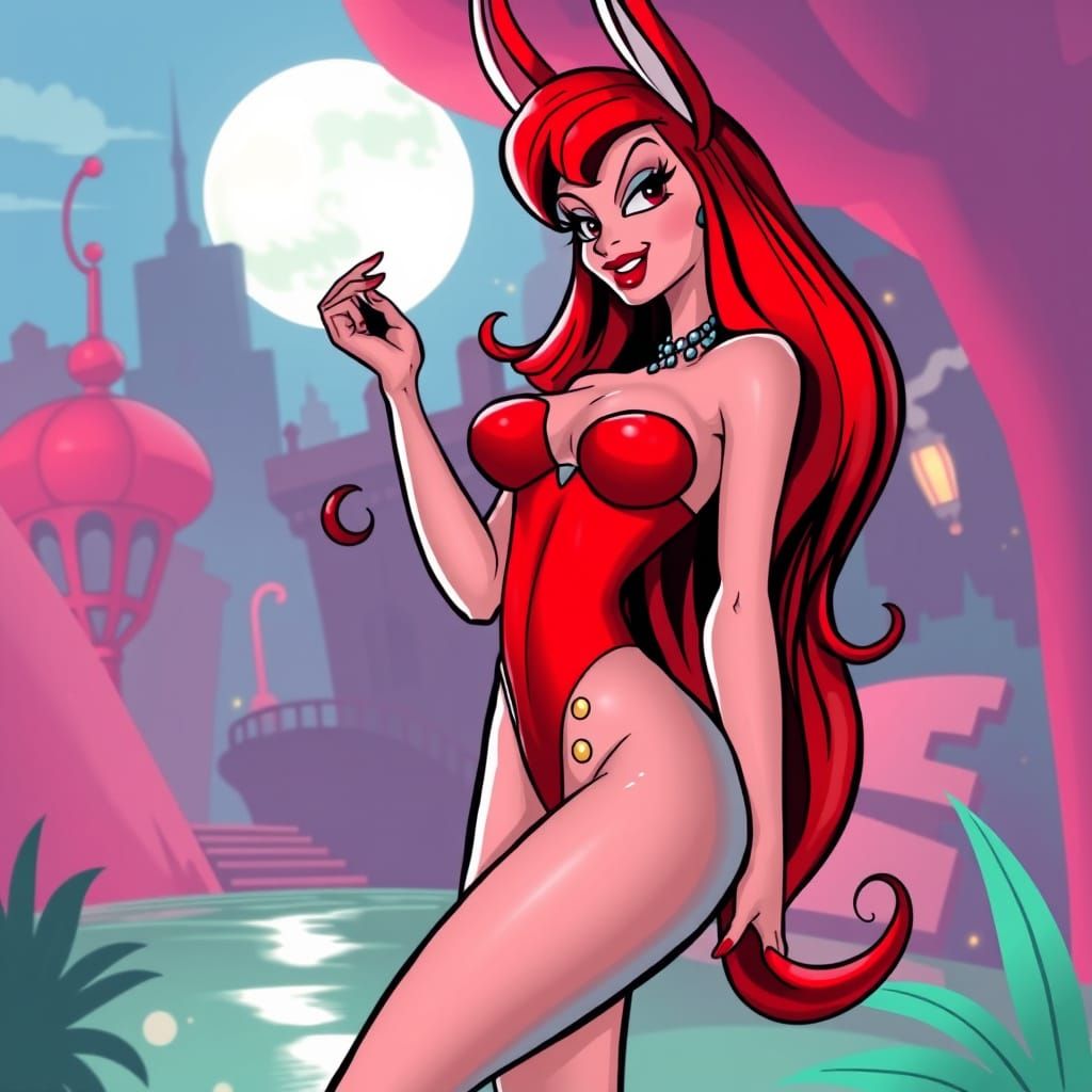 Glamorous Jessica Rabbit in Al Hirschfeld Style