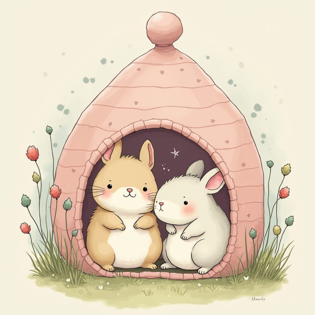 Puppy's Lilac House: A Watercolor Dream