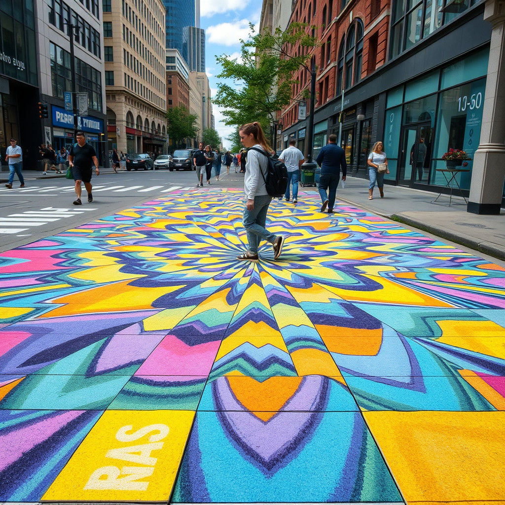 Vibrant 3D Sidewalk Chalk Street Art Illusion