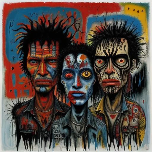 The Walking Dead in Basquiat and Miro Style