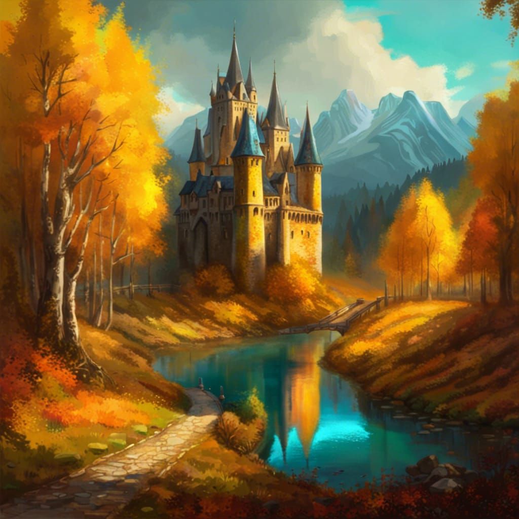 Gothic Castle Among Autumnal Splendor