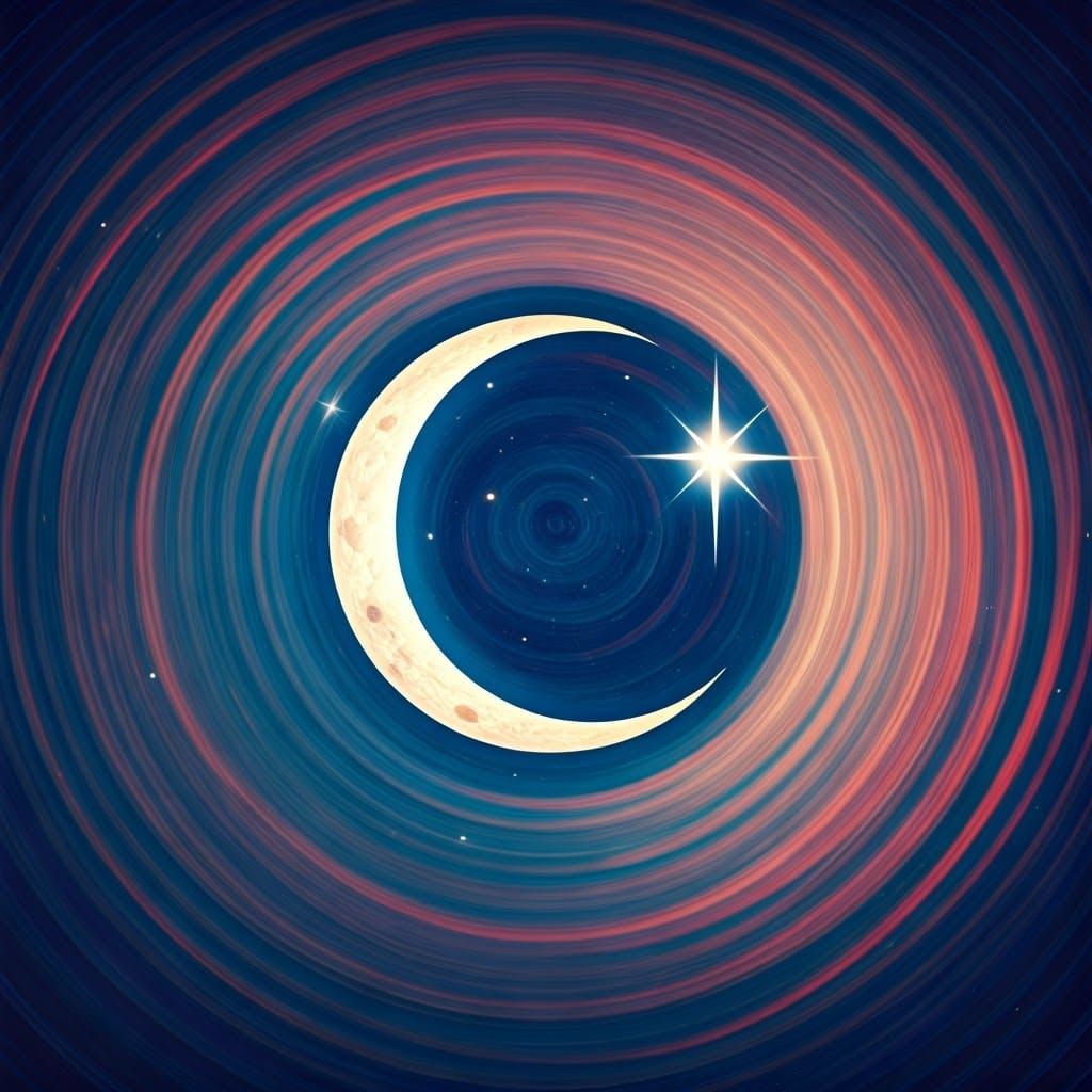 Ethereal Evening Sky with Crescent Moon and Star in Vibrant ...