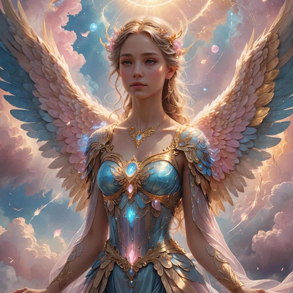 Angelic Woman in Ethereal Pastel Realm