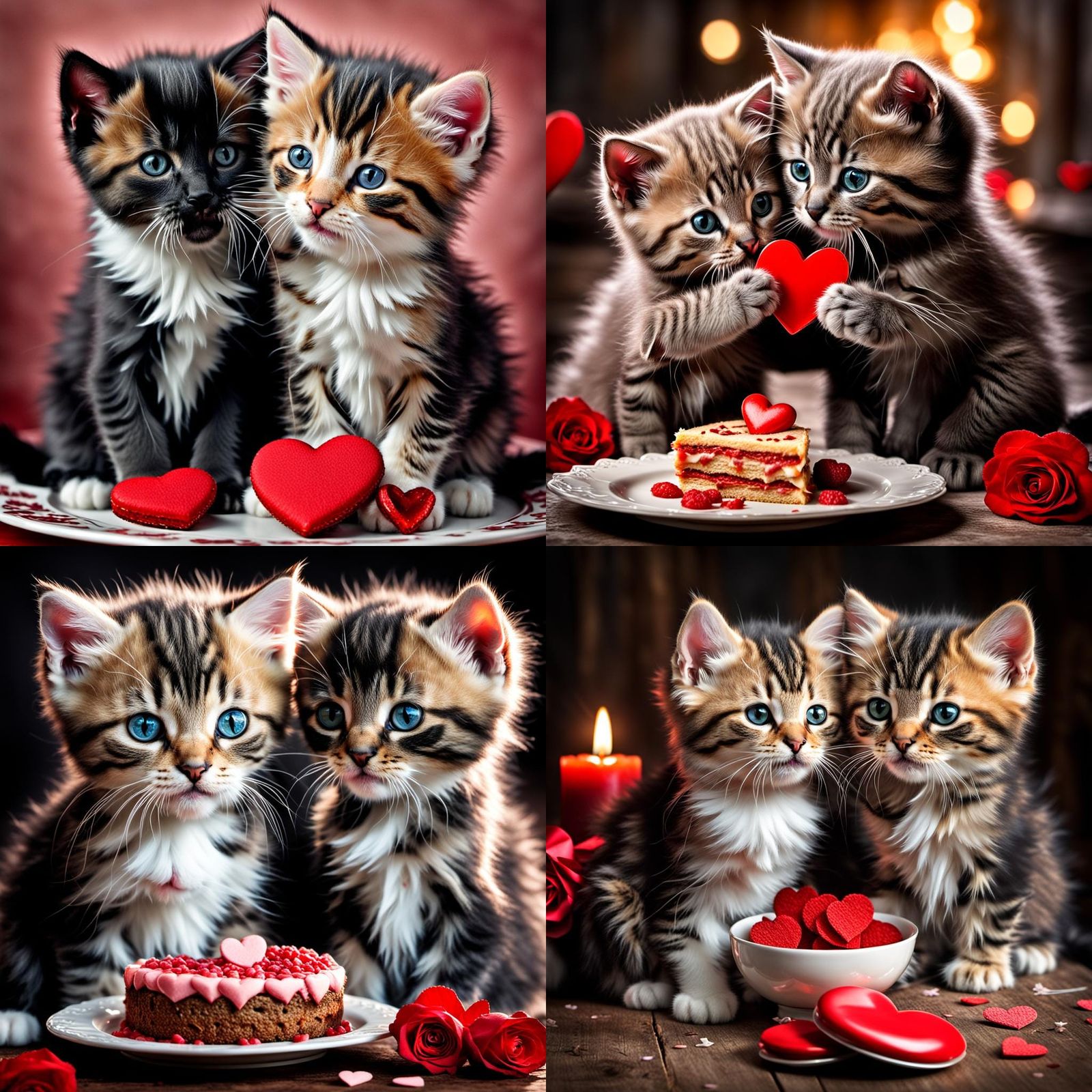 Kittens Celebrate Valentine's Day in Hyperrealistic Detail