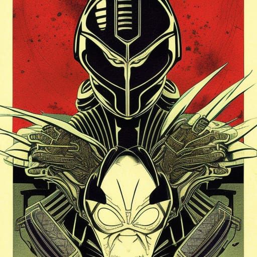 Alien Mercenary: Edo Shin-Hanga Sci-Fi Portrait