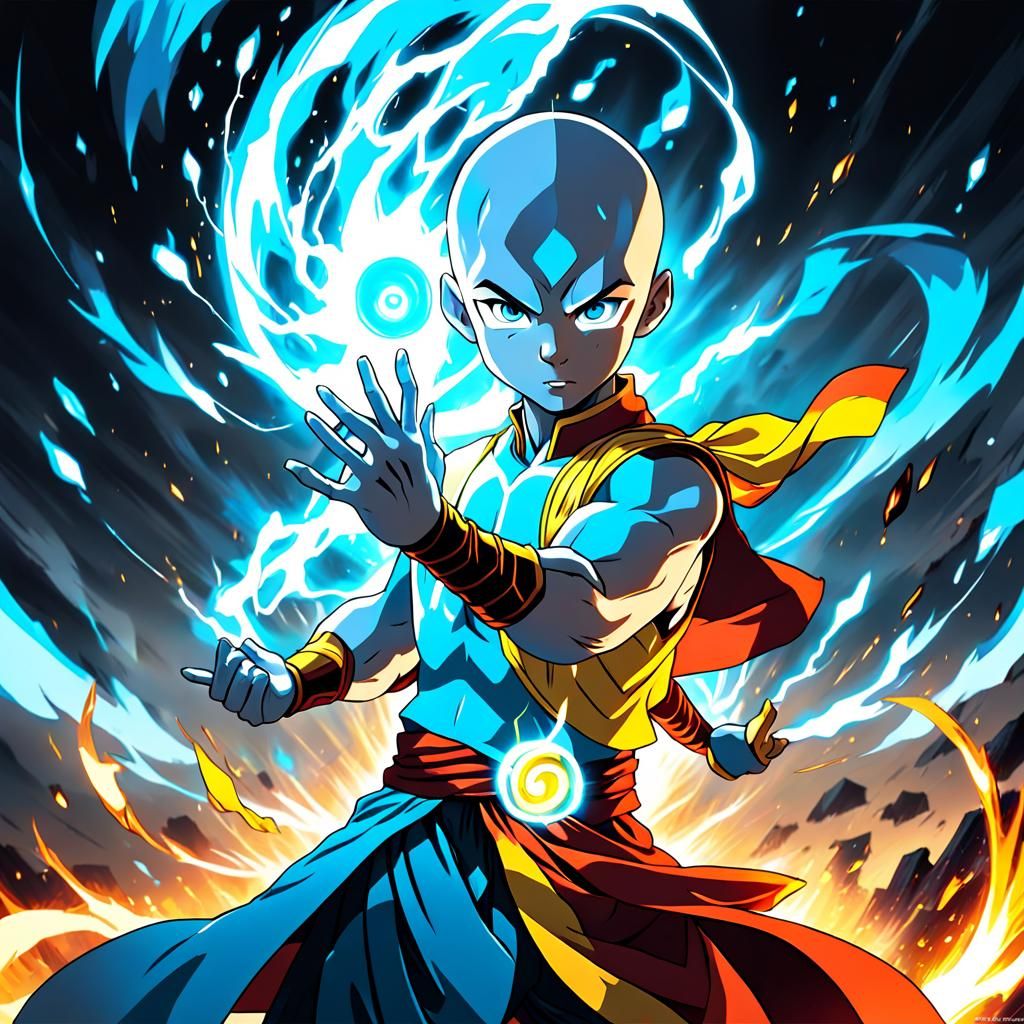 Avatar Aang: Elemental Master in Anime Style
