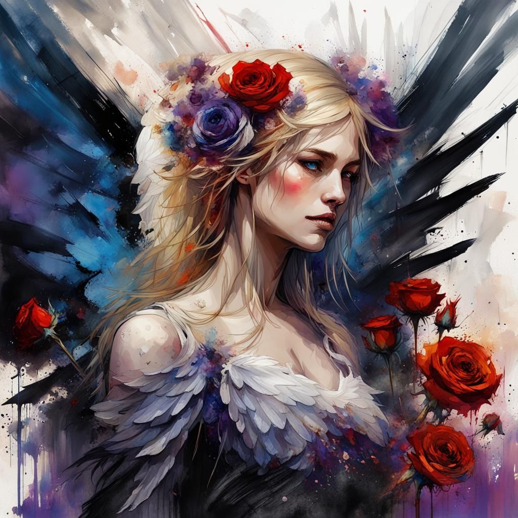 Gothic Angel in a Dark Fantasy Landscape