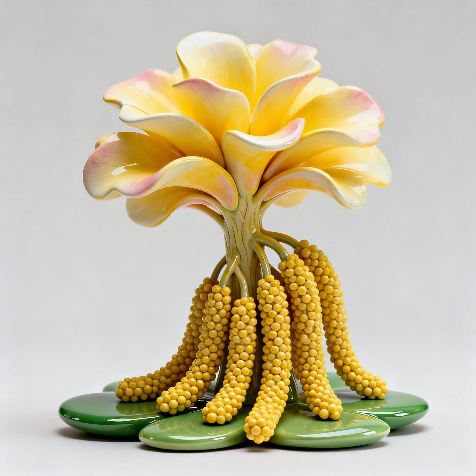 The primary form is a branching structure that erupts from a...