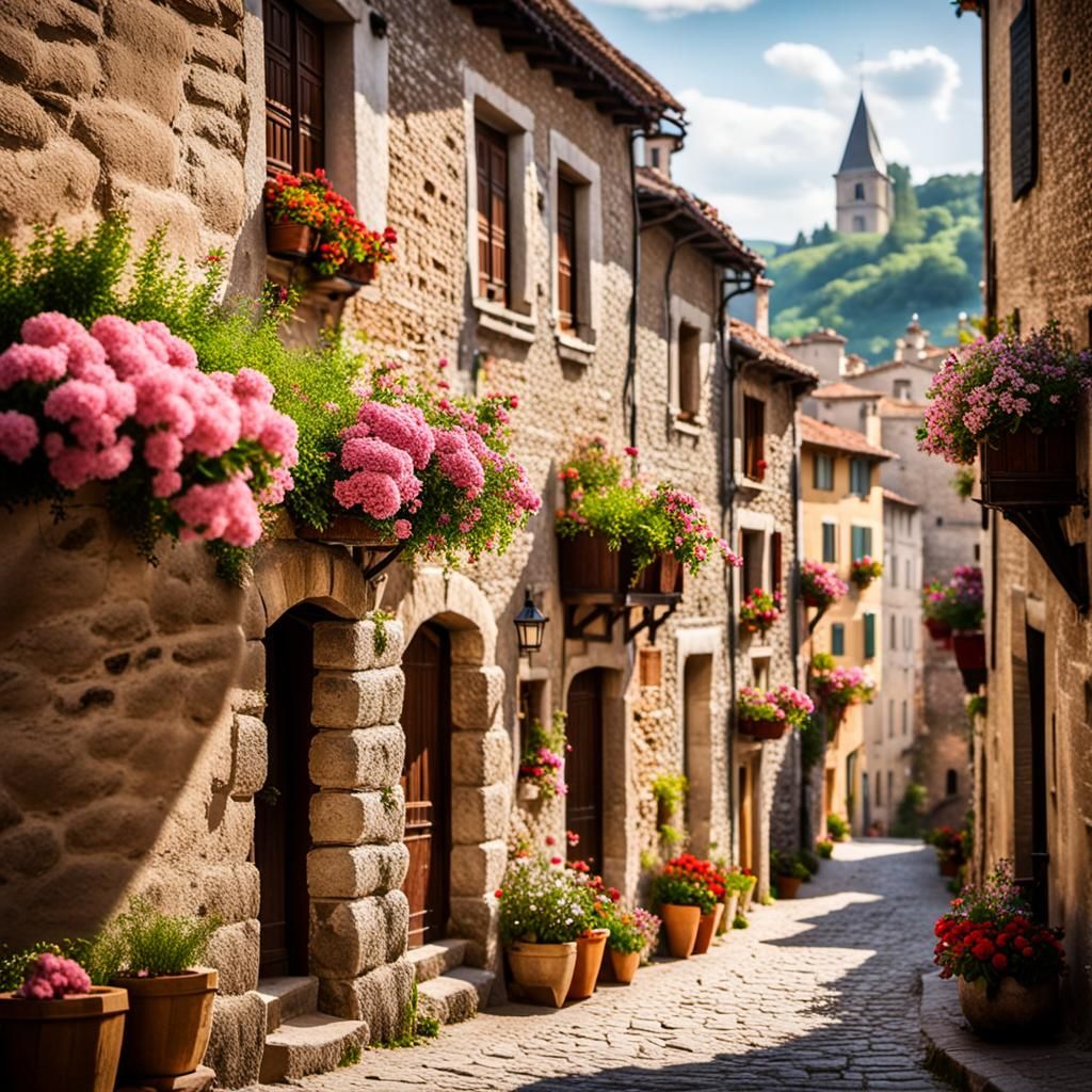 Picturesque Medieval Village Street Photography