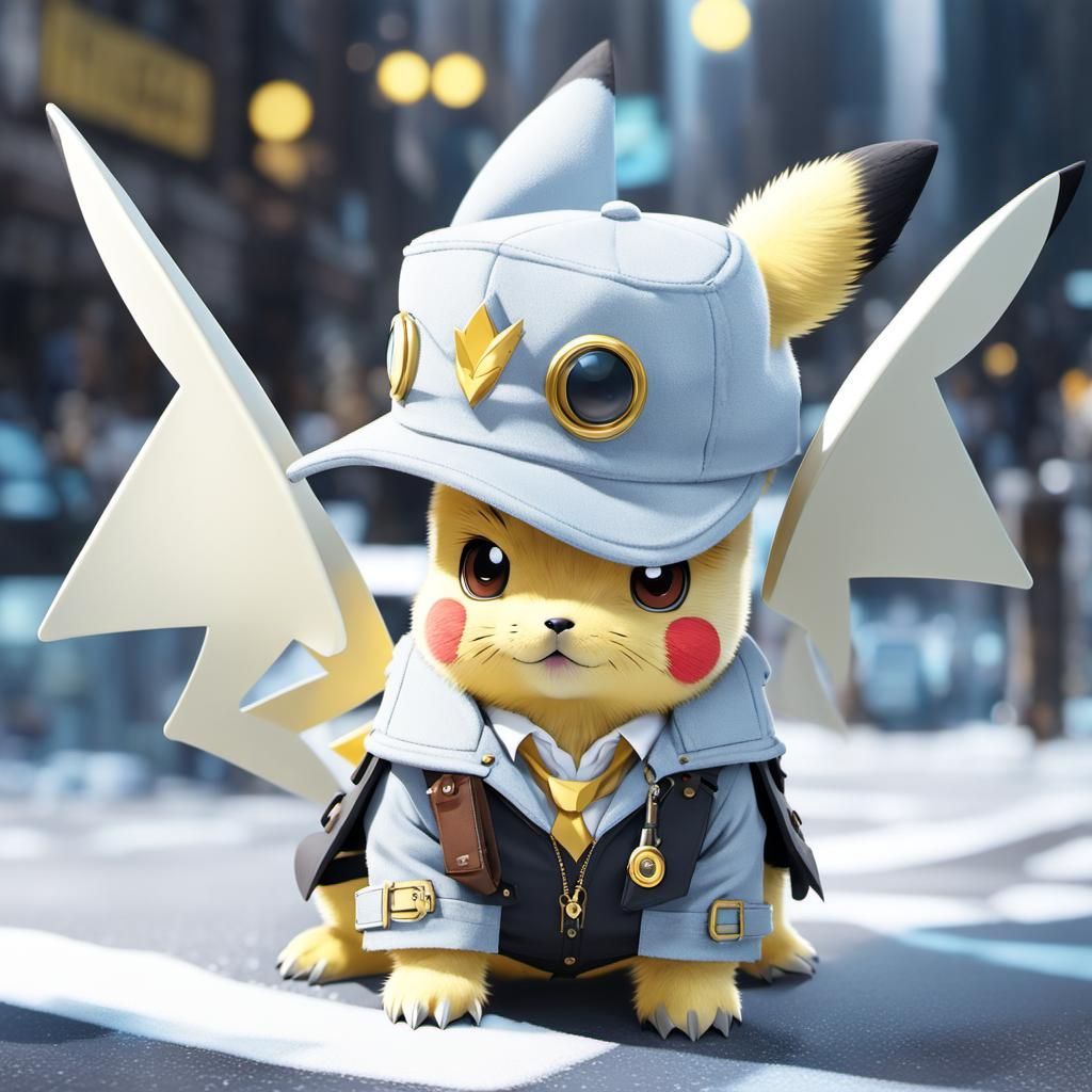 Detective Pikachu in the City: Detailed Digital Art