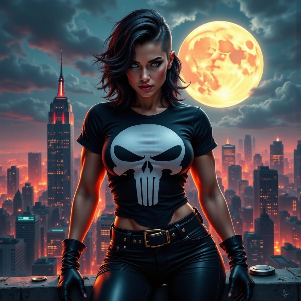 Female Punisher as Gritty Pin-Up Vigilante