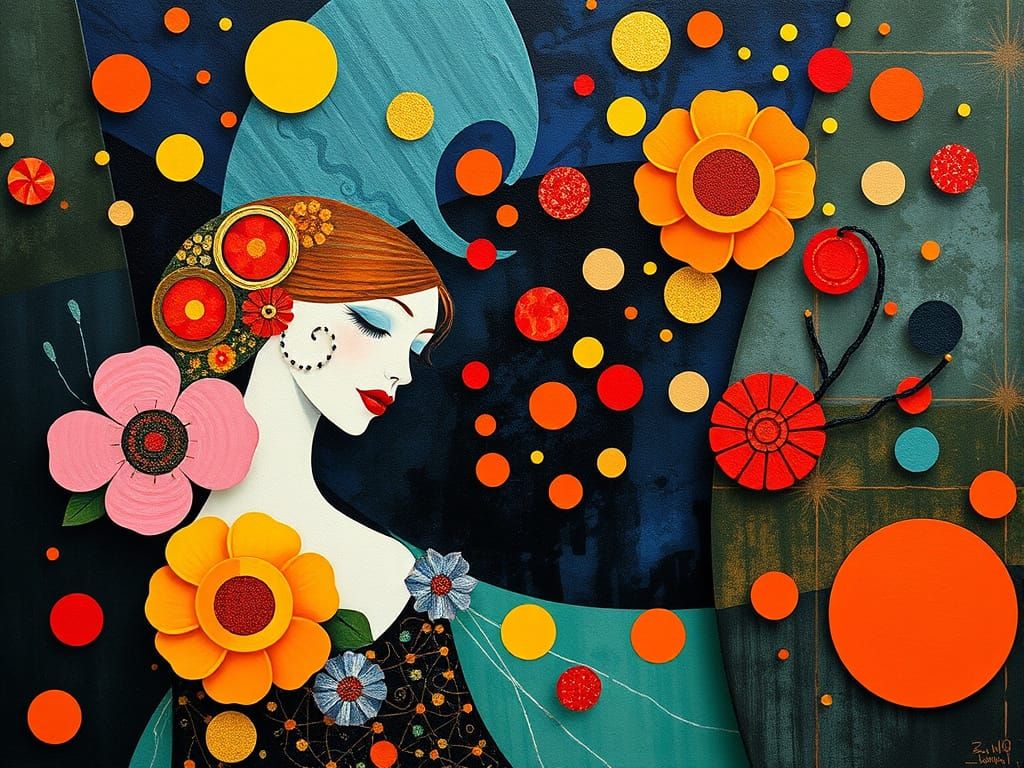 Ornate Floral Patterns in Klimt and Kusama Style