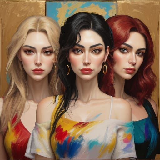 Cherie, Rexie, and Ava (Expressionist Art) 542062825