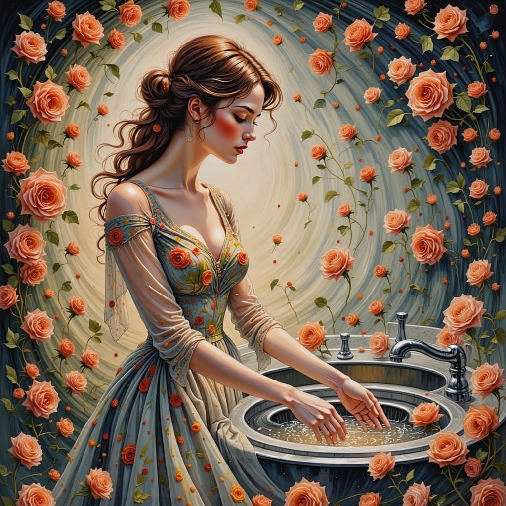 Ethereal Beauty in a Whirlpool of Roses