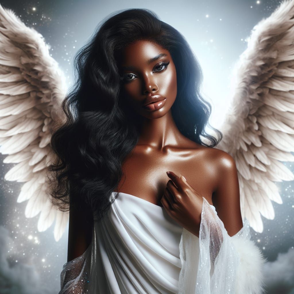 Serene African American Angel in Mystical Light