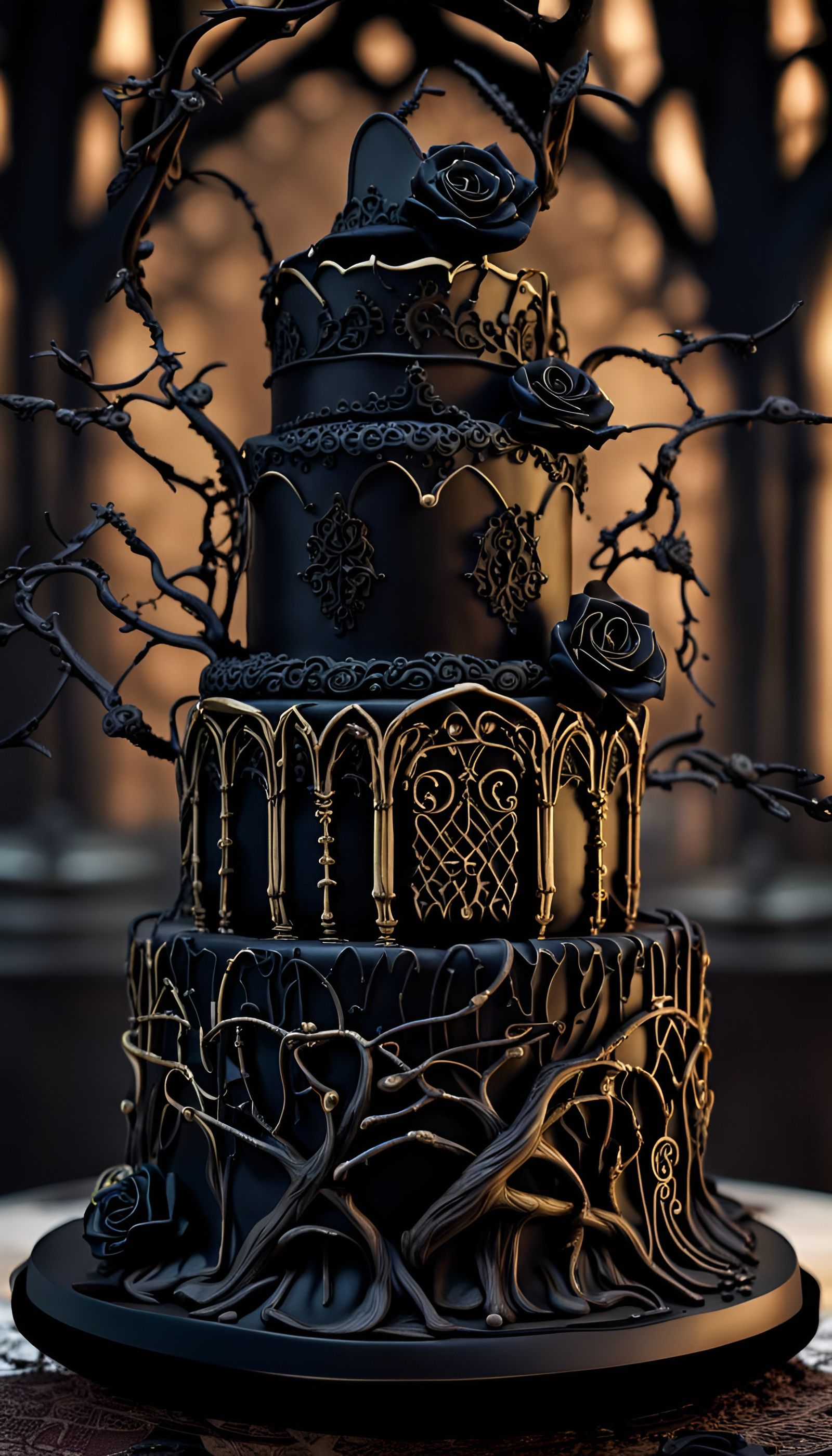 Five tiered gothic cake