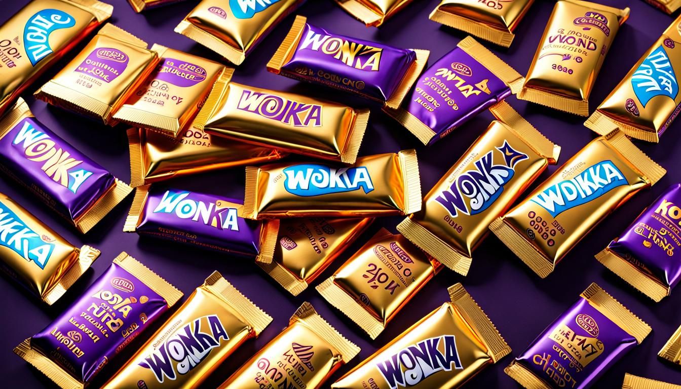 Pile of Wonka Candy Bars in Gold Foil
