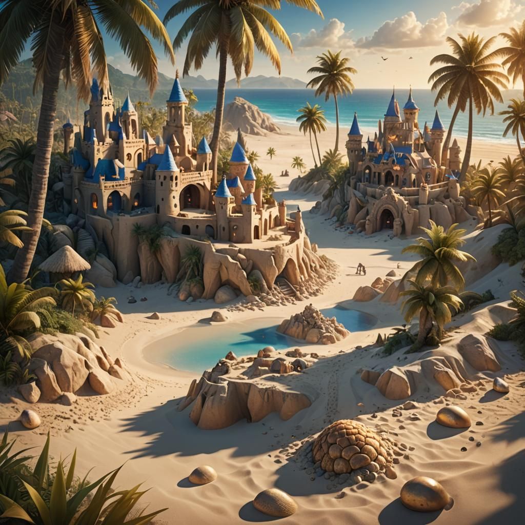 Mystical Sand Castle Village Concept Art