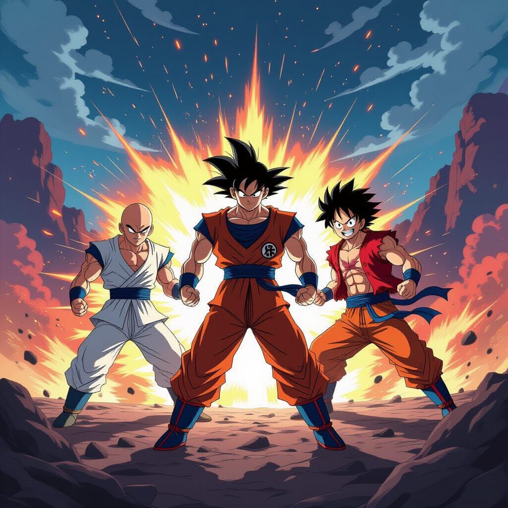 Epic Battle: Saitama, Goku, Luffy in Cosmic Arena