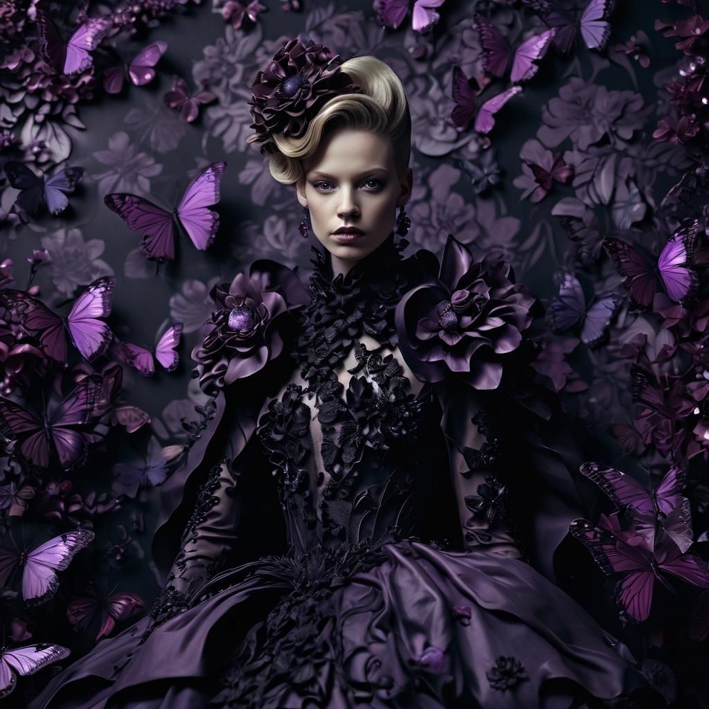 Purple Haute Couture Portrait in McQueen Style