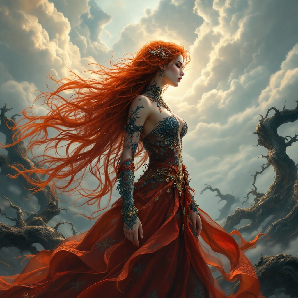 Mystical Redhead in Dreamlike Concept Art
