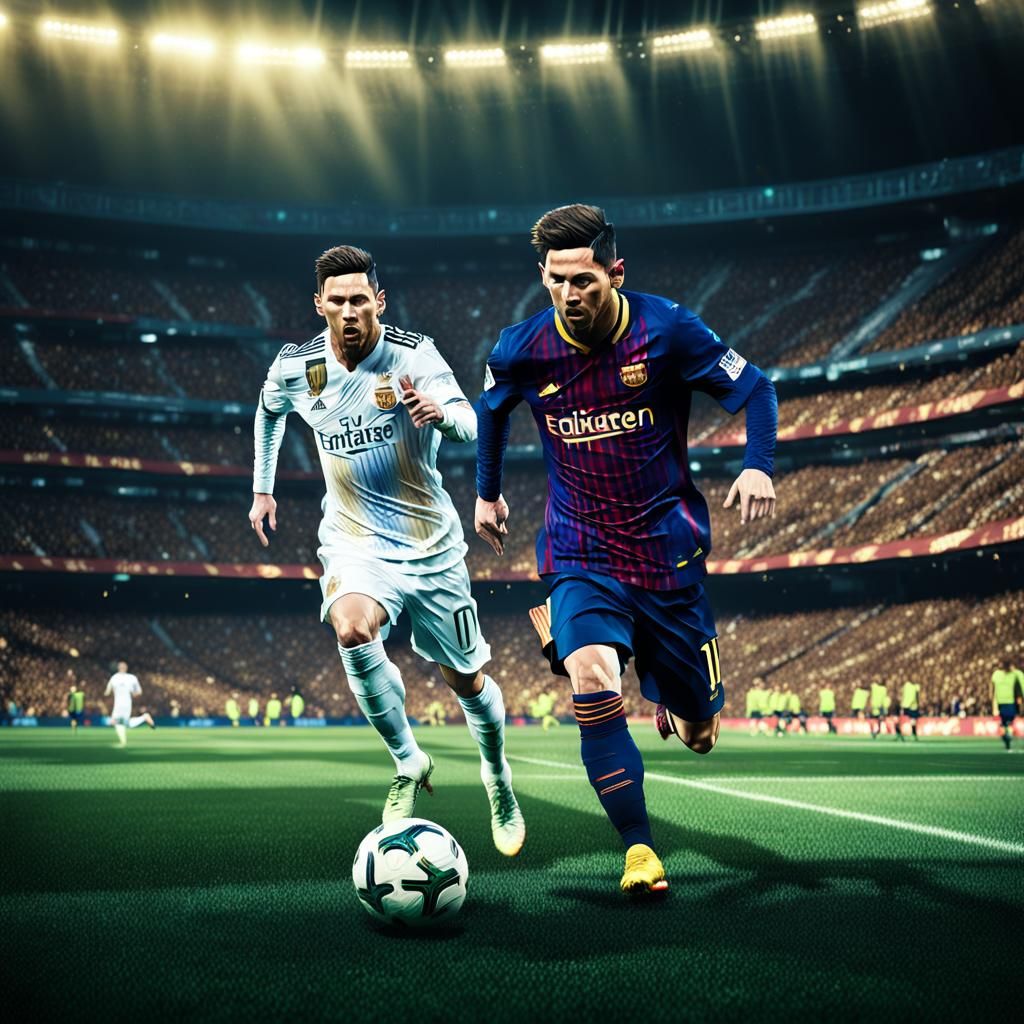 Messi Dribbling Past Cristiano in Fantasy Stadium