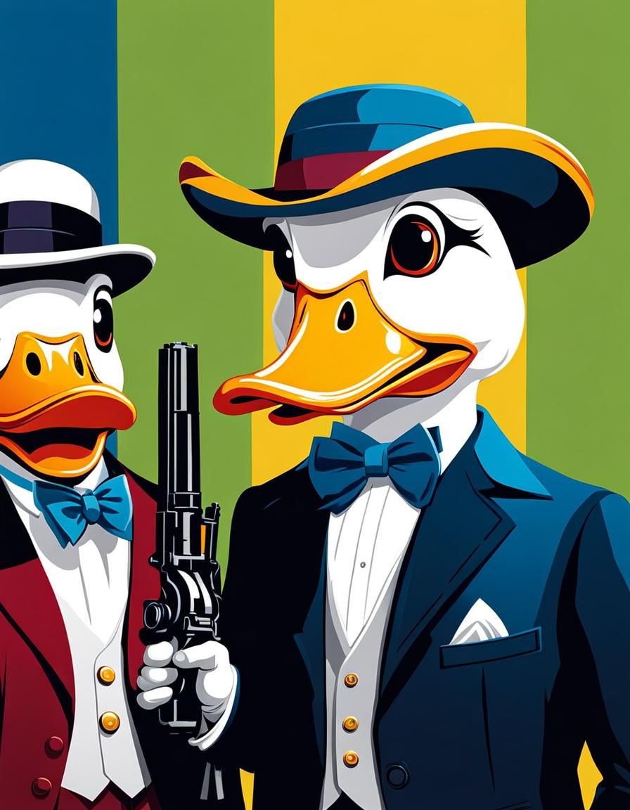 Duck Family Portrait in Chicago Gangster Style