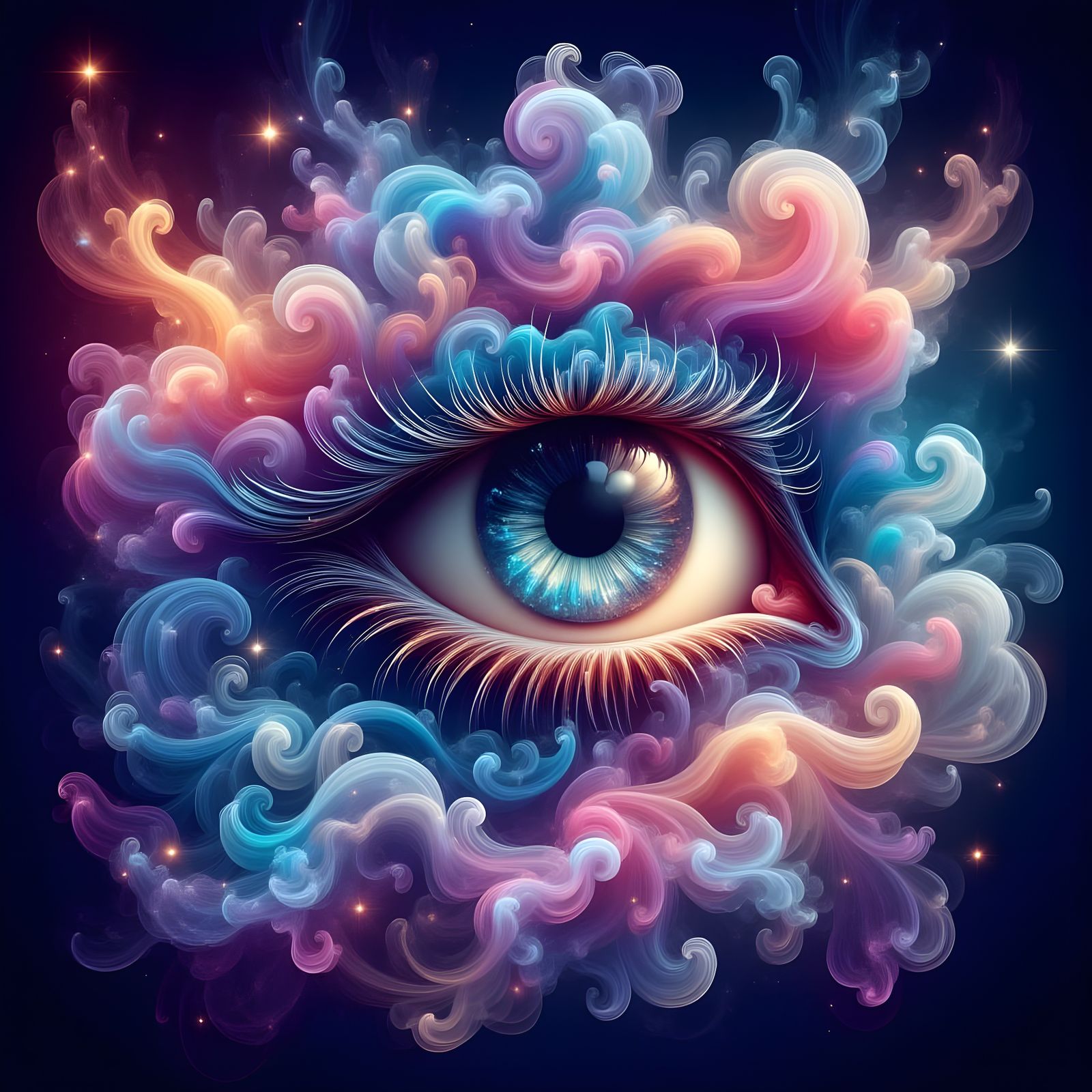 Cosmic Cartoon Evil Eye in Surreal Style