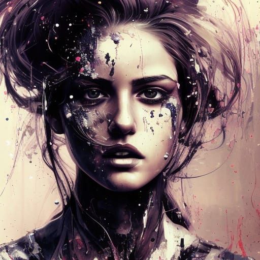 Hyperrealistic Student Portrait in Ink Splash Art Style