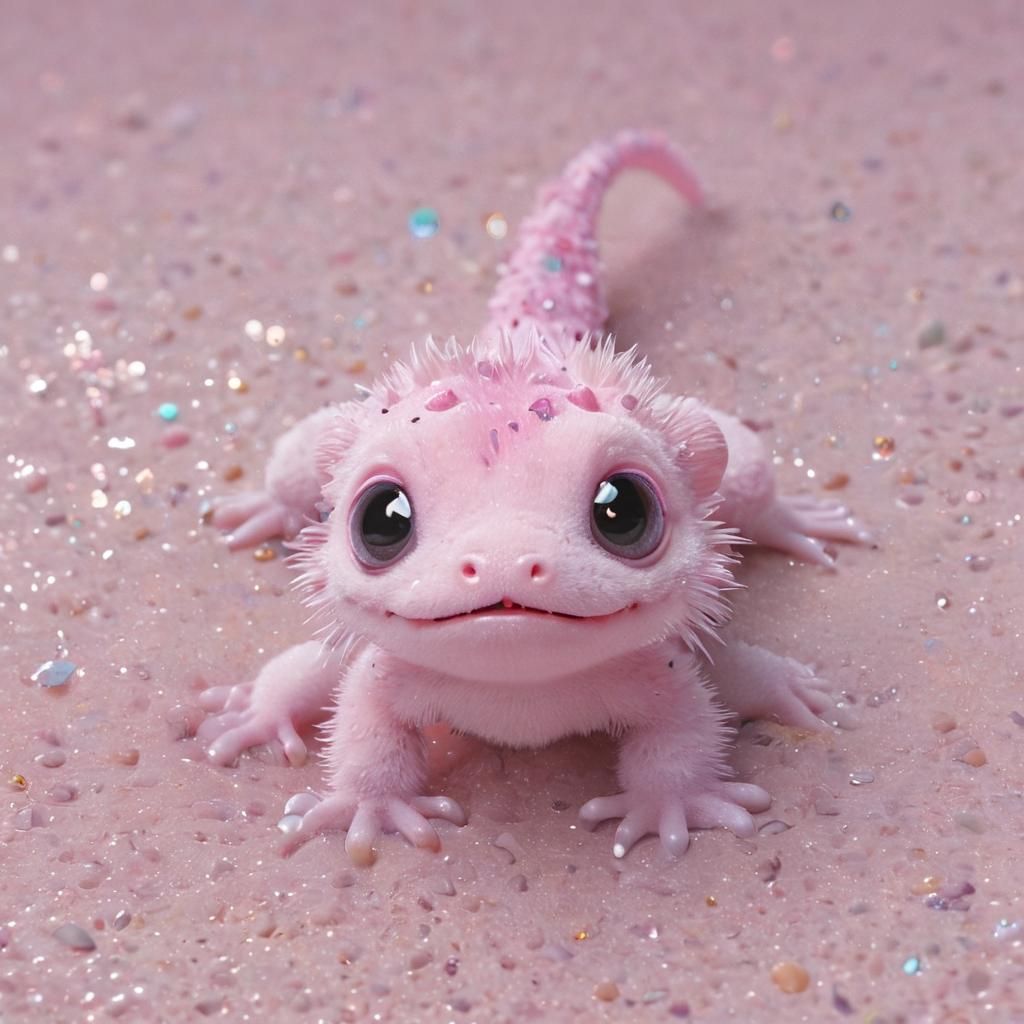 Adorable Pink Salamander in 3D Anime Style