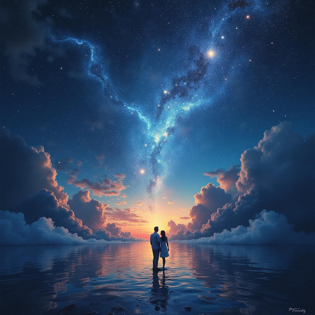 Holographic Astral Dreamscape in Mixed Media