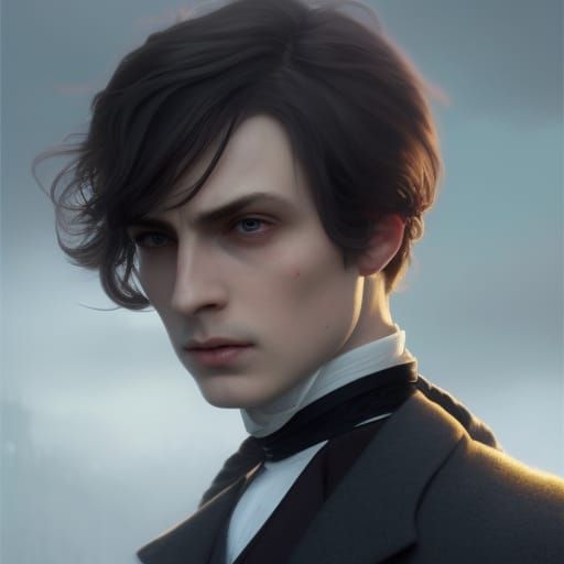 Young Dracula Portrait in Hyperrealistic Style