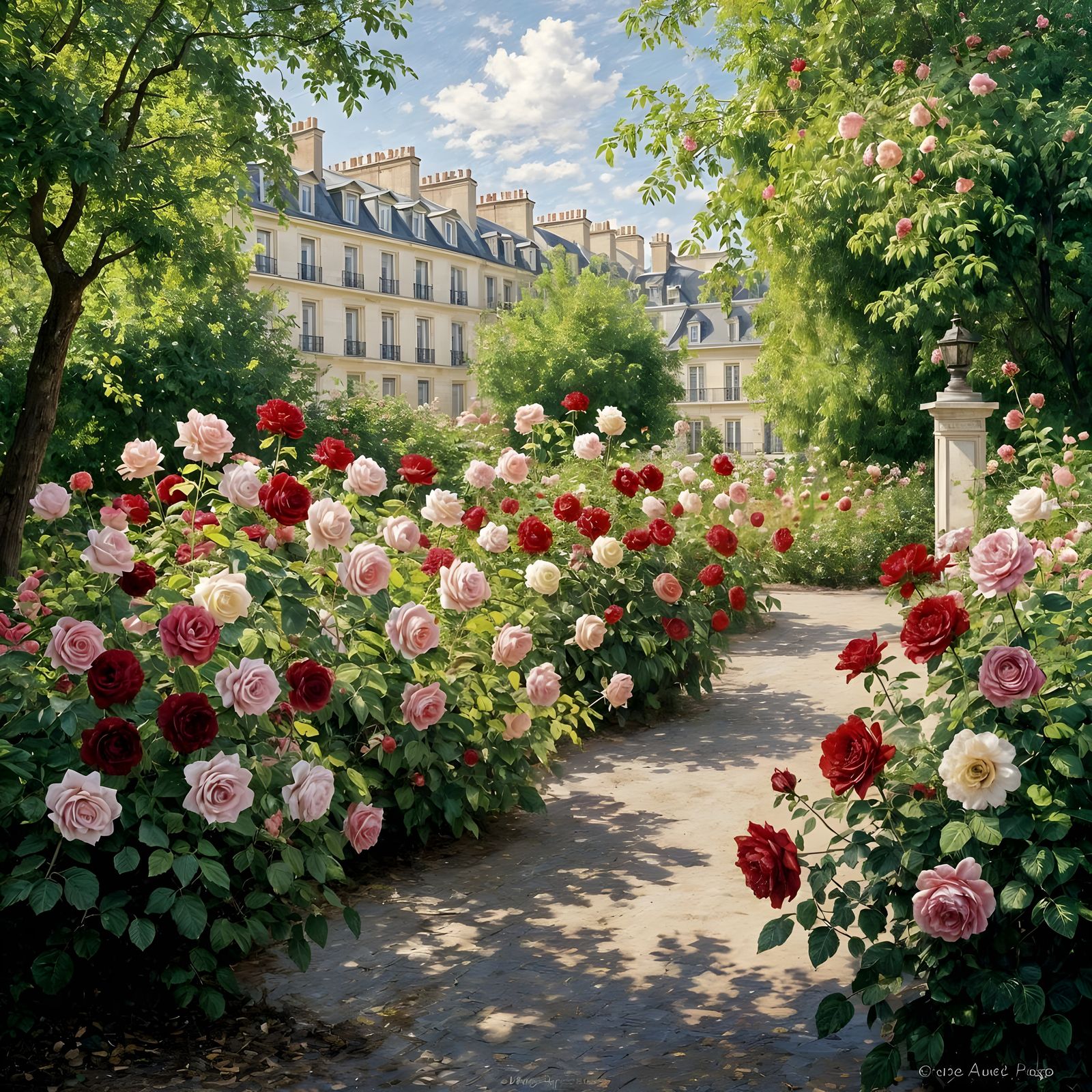 Impressionist Rose Garden in 1880s Paris