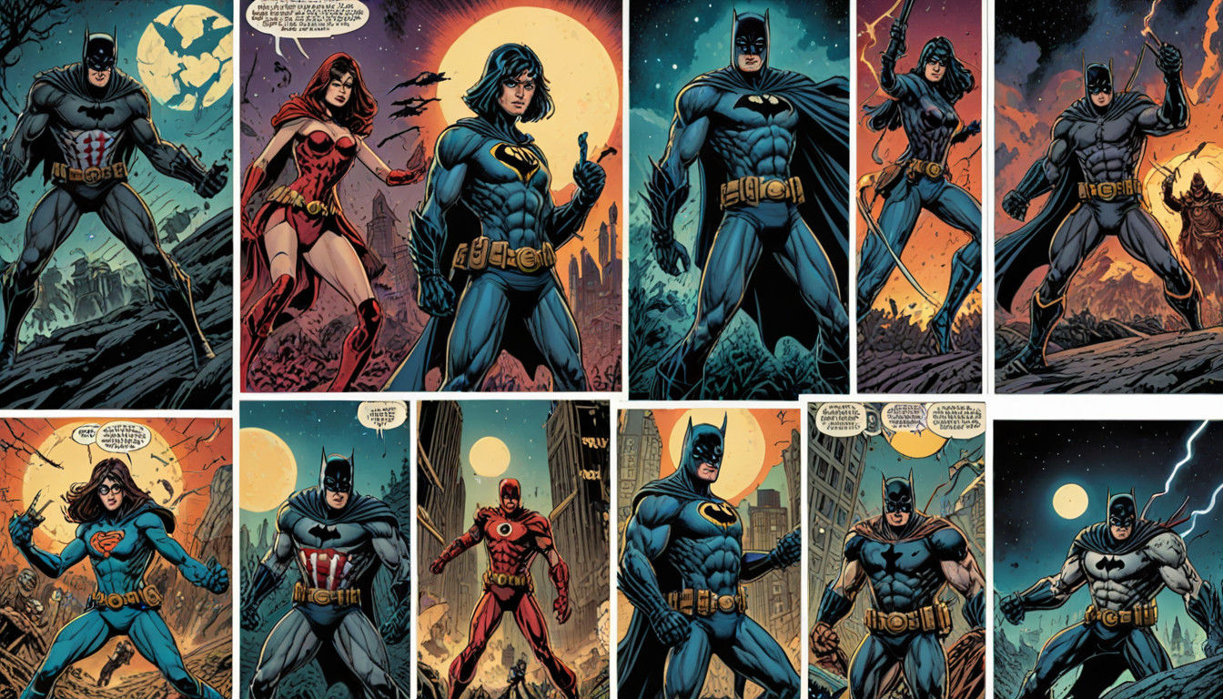 Retro Comic Book Art Page with Vibrant Characters and Action