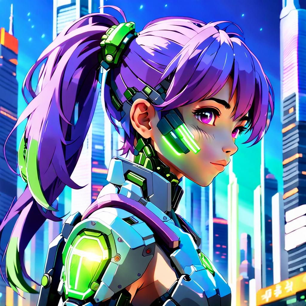 Cyberpunk Cyborg Portrait in Anime Style