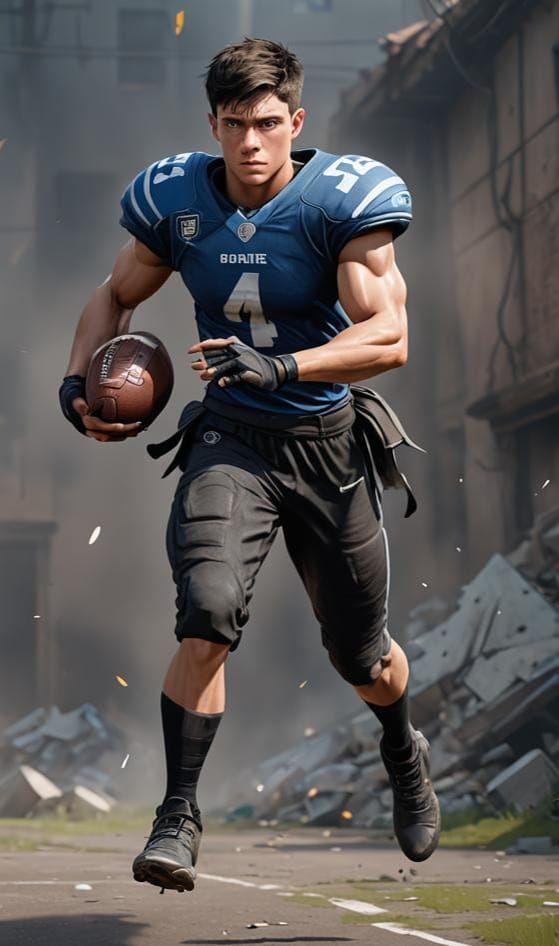 Teen Football Player: Detailed Fantasy Concept Art