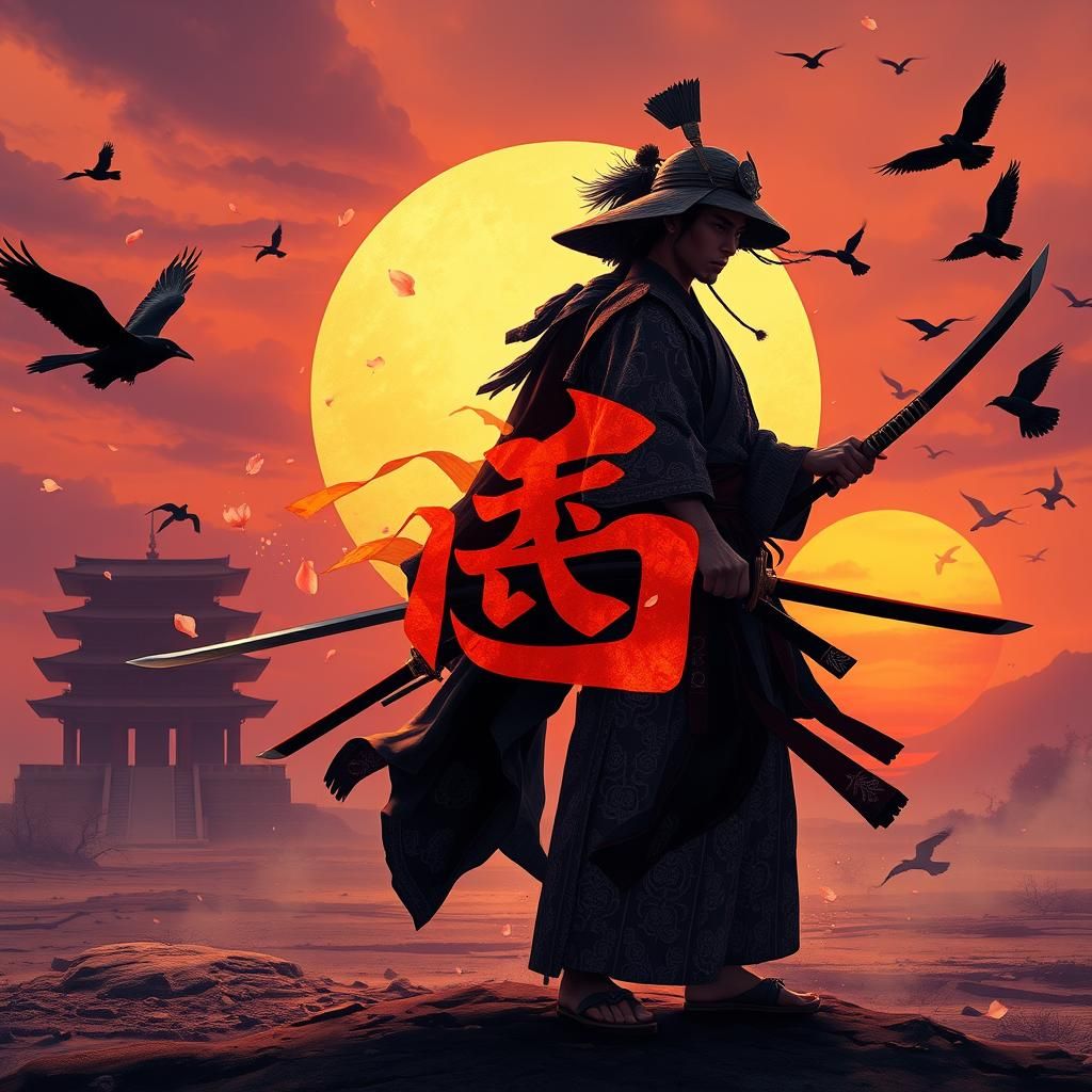 Samurai Warriors Face Off in Barren Landscape