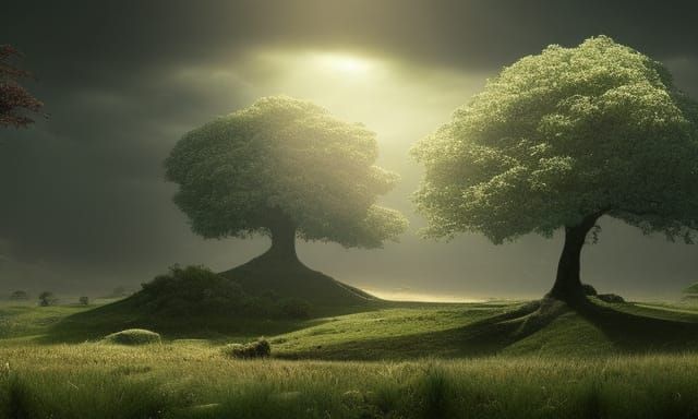 Epic Trees and Sun: Digital Matte Painting