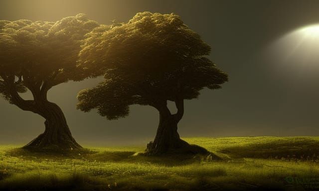 Epic Trees Against Sunlight: Digital Matte Painting