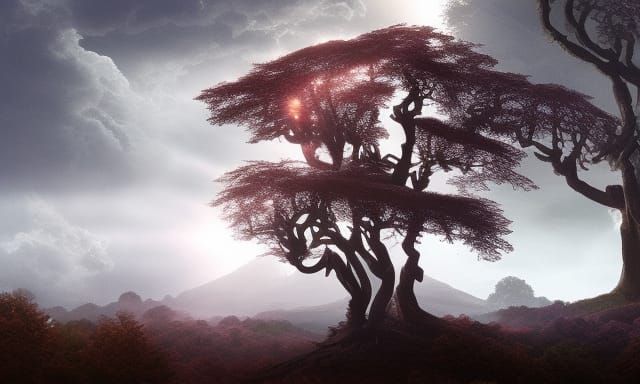 Cinematic Sunlit Trees in Digital Matte Painting