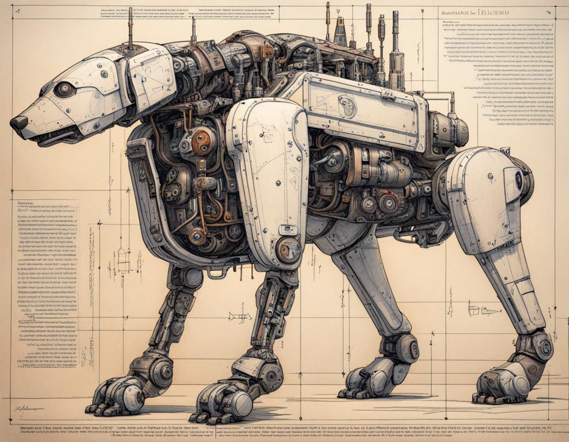Robot Dog Anatomy: Ink Schematic Diagram