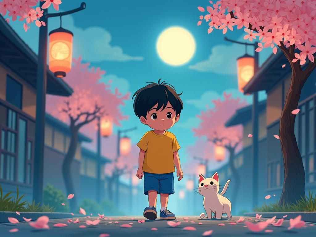 Boy's Quest: Anime-Style Search for Lost Cat