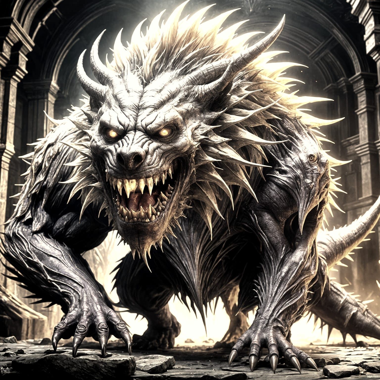 Hyperdetailed Dark Fantasy Monster Concept Art