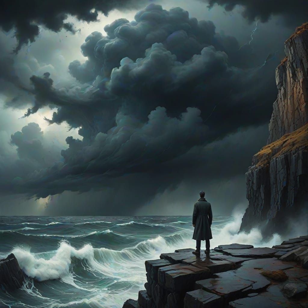 Ominous Stormy Seascape in Dark Surrealism