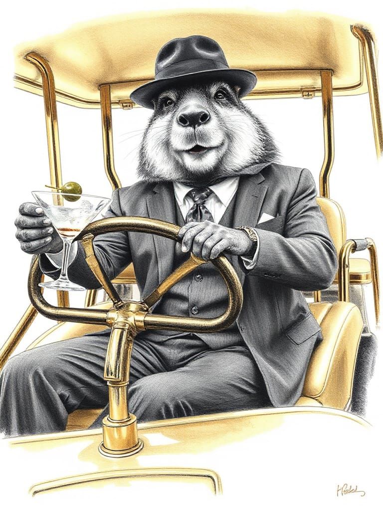 Suave Andromorphic Beaver Cruises in Luxury Golf Cart