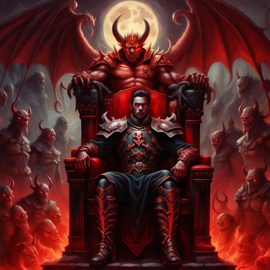 Demon on Throne in Gothic Dark Fantasy Style