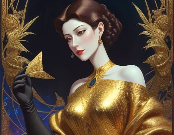 Beryl Letter B in Triadic Colors, Klimt Style